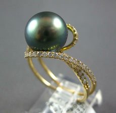 .45CT DIAMOND & AAA TAHITIAN PEARL 18KT YELLOW GOLD CRISS CROSS LOVE KNOT RING