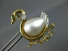 ANTIQUE .21CT DIAMOND EMERALD & MABE PEARL 14KT 2 TONE GOLD DUCK PENDANT BROOCH