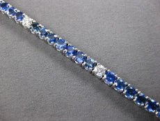 8.42CT DIAMOND & AAA SAPPHIRE 14KT WHITE GOLD 3D CLASSIC ROUND TENNIS BRACELET