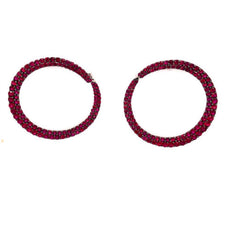 LARGE 4.87CT AAA RUBY 18K WHITE GOLD 2 ROW GRADUATING SIDEWAYS HANGING EARRINGS
