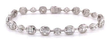 2.98CT DIAMOND 18KT WHITE GOLD MARQUISE & BAGUETTE OVAL & ROUND TENNIS BRACELET