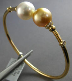 .21CT DIAMOND & AAA WHITE & GOLDEN SOUTH SEA PEARL 18K YELLOW GOLD LOVE BRACELET