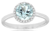 1.25CT DIAMOND & AAA AQUAMARINE 14KT WHITE GOLD 3D CLASSIC HALO ENGAGEMENT RING