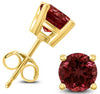 ESTATE 2.2CT AAA GARNET 14K YELLOW GOLD 3D CLASSIC ROUND SOLITAIRE STUD EARRINGS