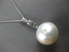ESTATE LARGE .12CT DIAMOND & AAA SOUTH SEA PEARL 14KT WHITE GOLD 3 STONE PENDANT