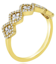 .78CT DIAMOND 14KT YELLOW GOLD 3D ROUND CLUSTER SQUARE GEOMETRICAL INFINITY RING