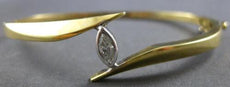 .25CT DIAMOND 14KT YELLOW GOLD 3D ROUND SOLITAIRE MARQUISE SHAPE BANGLE BRACELET