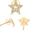 ESTATE .13CT DIAMOND 14KT YELLOW GOLD 3D ROUND CLASSIC STAR STUD EARRINGS