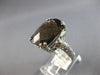 EXTRA LARGE 9.57CT DIAMOND & AAA SMOKY TOPAZ 14K WHITE GOLD CUSHION & ROUND RING