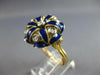ANTIQUE LARGE .18CT OLD MINE DIAMOND & BLUE ENAMEL 18KT 2 TONE GOLD RING #27709