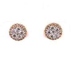 ESTATE .80CT DIAMOND 18KT YELLOW GOLD CLASSIC ROUND CLUSTER HALO STUD EARRINGS