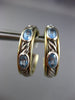 WIDE DAVID YURMAN 2.0CT BLUE TOPAZ 18K YELLOW GOLD & 925 SILVER 3D HOOP EARRINGS