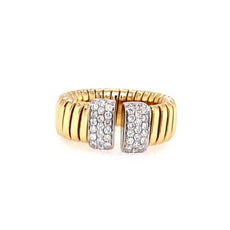 .45CT DIAMOND 18KT 2 TONE GOLD 3D CLASSIC DOUBLE RECTANGULAR SNAKE TENSION RING