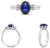 2.43CT DIAMOND & AAA SAPPHIRE PLATINUM 3D OVAL 3 STONE PAST PRESENT FUTURE RING