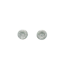 ESTATE .52CT DIAMOND 18K WHITE GOLD 3D MULTI ROW CIRCULAR PAVE FUN STUD EARRINGS