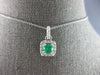 .87CT DIAMOND & AAA EMERALD 14KT WHITE GOLD ROUND SQUARE HALO FLOATING PENDANT