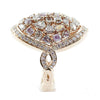 LARGE 4.66CT WHITE & PINK DIAMOND 18K WHITE & ROSE GOLD 3D MULTI SHAPE LOVE RING