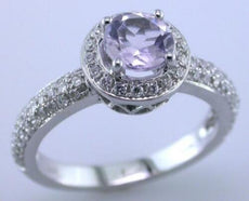 1.21CT DIAMOND & AAA PINK AMETHYST 18KT WHITE GOLD HALO FILIGREE ENGAGEMENT RING