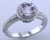 1.21CT DIAMOND & AAA PINK AMETHYST 18KT WHITE GOLD HALO FILIGREE ENGAGEMENT RING