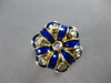 ANTIQUE LARGE .18CT OLD MINE DIAMOND & BLUE ENAMEL 18KT 2 TONE GOLD RING #27709