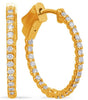 ESTATE .55CT DIAMOND 14K YELLOW GOLD 3D CLASSIC INSIDE OUT HOOP HANGING EARRINGS