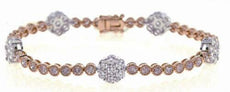 5.62CT WHITE & PINK DIAMOND 18K WHITE ROSE GOLD FLOWER BY THE YARD LOVE BRACELET