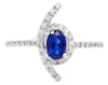 .76CT DIAMOND & AAA SAPPHIRE 18KT WHITE GOLD OVAL & ROUND FLOWER LOVE KNOT RING