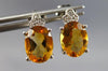 3.03CT DIAMOND & AAA CITRINE 14KT WHITE GOLD OVAL & ROUND FLOWER STUD EARRINGS