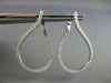 LARGE 1.25CT DIAMOND 14K WHITE GOLD OPEN TEAR DROP SIDEWAY HOOP HANGING EARRINGS