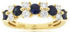 1.59CT DIAMOND & AAA SAPPHIRE 14KT YELLOW GOLD 3D ROUND SHARED PRONG FLORAL RING