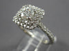 WIDE 1.20CT DIAMOND 14K WHITE GOLD 3D CLASSIC DOUBLE HALO SQUARE ENGAGEMENT RING