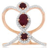 LARGE 1.18CT DIAMOND & AAA RUBY 14K WHITE & ROSE GOLD OVAL & ROUND INFINITY RING