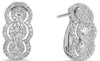 .76CT DIAMOND 14KT WHITE GOLD CLUTER TRIPLE FLOWER HALO CLIP ON HANGING EARRINGS