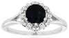 ESTATE 1.19CT DIAMOND & AAA SAPPHIRE 14KT WHITE GOLD 3D ROUND FLORAL LOVE RING