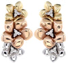 ESTATE .13CT DIAMOND 14K TRI COLOR GOLD 3D CLASSIC MULTI FLOWER HANGING EARRINGS