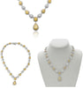 12.81CT WHITE & FANCY YELLOW DIAMOND 18KT 2 TONE GOLD ROUND & CUSHION NECKLACE