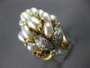 ANTIQUE EXTRA LARGE .60CT DIAMOND & AAA RUBY & PEARL 18K YELLOW GOLD RING #27800