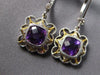 1.78CT DIAMOND & AAA AMETHYST 14KT 2 TONE GOLD SQUARE LEVERBACK HANGING EARRINGS