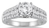 ESTATE 1.5CT DIAMOND 14KT WHITE GOLD 3D CLASSIC ROUND GRADUATING ENGAGEMENT RING