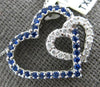 .60CT DIAMOND & AAA SAPPHIRE 14KT WHITE GOLD DOUBLE HEART LOVE FLOATING PENDANT