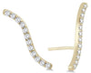 ESTATE .25CT DIAMOND 14KT YELLOW GOLD 3D CLASSIC SWIRL WAVE EAR CLIMBER EARRINGS