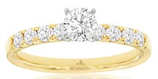 .85CT DIAMOND 14KT YELLOW GOLD 3D SOLITAIRE SEMI ETERNITY ROUND ENGAGEMENT RING