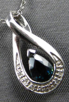 .47CT DIAMOND & AAA SAPPHIRE PEAR SHAPE & ROUND 14KT WHITE GOLD INFINITY PENDANT