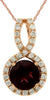 1.3CT DIAMOND & AAA RHODOLITE 14KT ROSE GOLD HALO INFINITY LOVE FLOATING PENDANT
