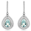 3.45CT DIAMOND & AAA AQUAMARINE 14KT WHITE GOLD PEAR SHAPE HALO HANGING EARRINGS