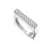 ESTATE .36CT DIAMOND 18KT WHITE GOLD 3D ROUND PAVE SQUARE BEADED FUN RING
