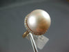 LARGE .44CT DIAMOND & AAA PINK SOUTH SEA PEARL 18KT ROSE GOLD 3D HALO LOVE RING