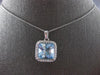 LARGE 6.53CT DIAMOND & AAA LIGHT BLUE TOPAZ 14K WHITE GOLD HALO FLOATING PENDANT