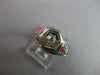 ANTIQUE ART DECO .16CT OLD MINE DIAMOND & AAA RUBY 18K WHITE GOLD 3D RING #27470
