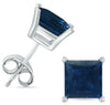 .80CT AAA SAPPHIRE 14KT WHITE GOLD 3D SQUARE PRINCESS SOLITAIRE STUD EARRINGS